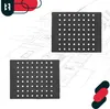 Two black grates with white dots are shown on a blueprint background. A logo is in the top left corner. Podgląd zdjęcia produktu