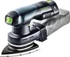 A cordless triangular sander with a dust collection bag. Voir les images du produit