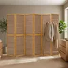 Homestyle4u Screen room divider 6 kusov drevo bambus hnedá Náhľad obrázku produktu 16