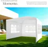 A white gazebo is set up on a green lawn next to a swimming pool and a house. Náhled obrázku produktu