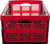 A red and black folding storage crate is shown against a white background. Produktbild-Vorschau