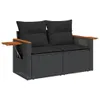 Design 6-tlg. Garten-Sofagarnitur mit Kissen Schwarz Poly Produktbild-Vorschau 3