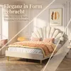 Cama tapizada INONEFT de 140x200 cm con cabecero con diseño Vista previa de la imagen del producto 5