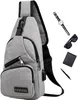 Herren Sling Bag Crossbody Tasche mit USB Port, A0575 Grau Produktbild-Vorschau 6
