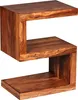 A wooden side table with a unique S-shaped design. Produktbild-Vorschau
