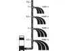 Diagram showing a pump's performance at different head heights. Náhled obrázku produktu