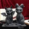 Geheimnisvolle Katzenfigur mit Ziegenhörner als Gothic Deko Produktbild-Vorschau 5