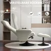 A cream-colored recliner chair with a matching ottoman is shown in a modern living room setting. Produktbild-Vorschau