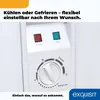 Close-up of a white appliance control panel with indicator lights and a temperature dial. Produktbild-Vorschau