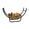 A black metal firewood rack filled with logs, presented on a white background. Podgląd zdjęcia produktu