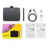 A flat lay of a drawing tablet and its accessories, including the tablet, stylus, cables, adapters, and manuals, arranged on a white background. Voir les images du produit
