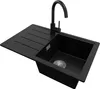 PRIMAGRAN Granitspüle Schwarz 70x44cm, Spülbecken 1 Becken Produktbild-Vorschau 1
