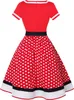 ASKSA Rockabilly Kleider Damen 50er Jahre Vintage Kurzarm Produktbild-Vorschau 2