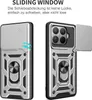 Two views of a phone case with a sliding camera cover and ring holder. Produktbild-Vorschau