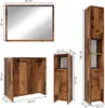 A diagram showing different pieces of bathroom furniture with dimensions indicated by text and lines. Produktbild-Vorschau