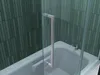 A close-up view of a shower screen door handle and a bathtub. Produktbild-Vorschau