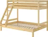 A wooden bunk bed with a ladder on a white background. Produktbild-Vorschau