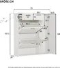 A diagram showing the dimensions of a white shoe cabinet with golden handles. Produktbild-Vorschau