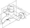 A technical drawing of a bathroom faucet with dimensions indicated. Produktbild-Vorschau