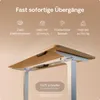 A close-up, angled view of the underside of a desk, highlighting its mechanical components and features. Voir les images du produit