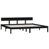 A black wooden bed frame with a headboard, shown from a side angle against a white background. Produktbild-Vorschau