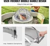 A fire pit with a mesh cover, showing its features and use. Produktbild-Vorschau
