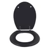 A black toilet seat and lid are shown open against a white background. Anteprima dell’immagine prodotto