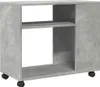 A product shot of a gray side table with wheels. Produktbild-Vorschau