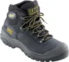 A single black work boot with yellow laces and branding is shown against a white background. Produktbild-Vorschau