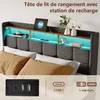 160x200 rama łóżka LED i 2 USB, Type-C, tapicerowane łóżko Podgląd zdjęcia produktu 6