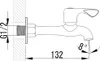 A technical drawing of a wall-mounted faucet with dimensions and angle indicators. Podgląd zdjęcia produktu