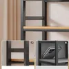 Collage of images showing details of a shelf unit, including a close-up of the frame and a shelf with a book. Produktbild-Vorschau