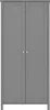 A front view of a closed gray wardrobe with two doors. Podgląd zdjęcia produktu