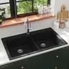 Vidaxl Spüle Struktur Granit Doppelschüssel schwarz Voir les images du produit 1