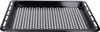 A black perforated baking tray with raised edges, shown from a diagonal, slightly elevated angle. Produktbild-Vorschau