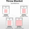 A diagram showing different sizes of throw blankets with corresponding bed sizes and dimensions. Produktbild-Vorschau