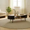 Ovaler Couchtisch mit schwarzen Metallseiten, L 120 cm, Produktbild-Vorschau 2