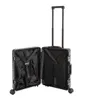 An open black aluminum suitcase with its interior visible, set against a white background. Produktbild-Vorschau