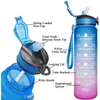 Wasserflasche mit Messbecher und Strohhalm 1l ombre blau Produktbild-Vorschau 7