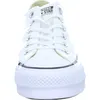 A front view of a white Converse sneaker. Voir les images du produit