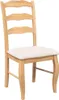 A single wooden dining chair with a cream cushion, presented against a white background. Anteprima dell’immagine prodotto