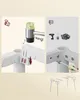 Collage showing assembly instructions for a white product. Produktbild-Vorschau