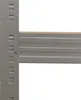 A close-up view of a gray metal shelving unit with a wooden shelf. Náhled obrázku produktu
