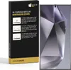 A product box for a screen protector is shown next to the screen protector itself on a smartphone. Produktbild-Vorschau