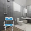A modern, accessible bathroom with a shower chair, toilet, and vanity. Produktbild-Vorschau