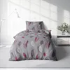 Winter Bettwäsche 135x200 cm Blätter grau bordeaux rot Produktbild-Vorschau 2