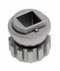 A close-up studio shot of a metal meat grinder coupling. Produktbild-Vorschau