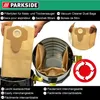 A collage of images showing vacuum cleaner dust bags and how they are inserted into a vacuum cleaner. Produktbild-Vorschau