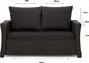 A front view of a dark grey outdoor sofa with cushions, showing dimensions. Anteprima dell’immagine prodotto