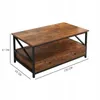 A rectangular coffee table with a wood-grain top, a lower shelf, and two drawers, presented on a white background with dimension labels. Náhľad obrázku produktu